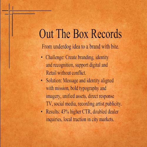 out the box records case history byuy Steven Hausheer, Chicago digital creator, designer,